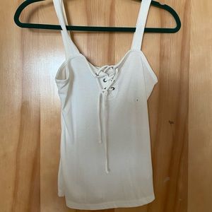 Lace up front tank top